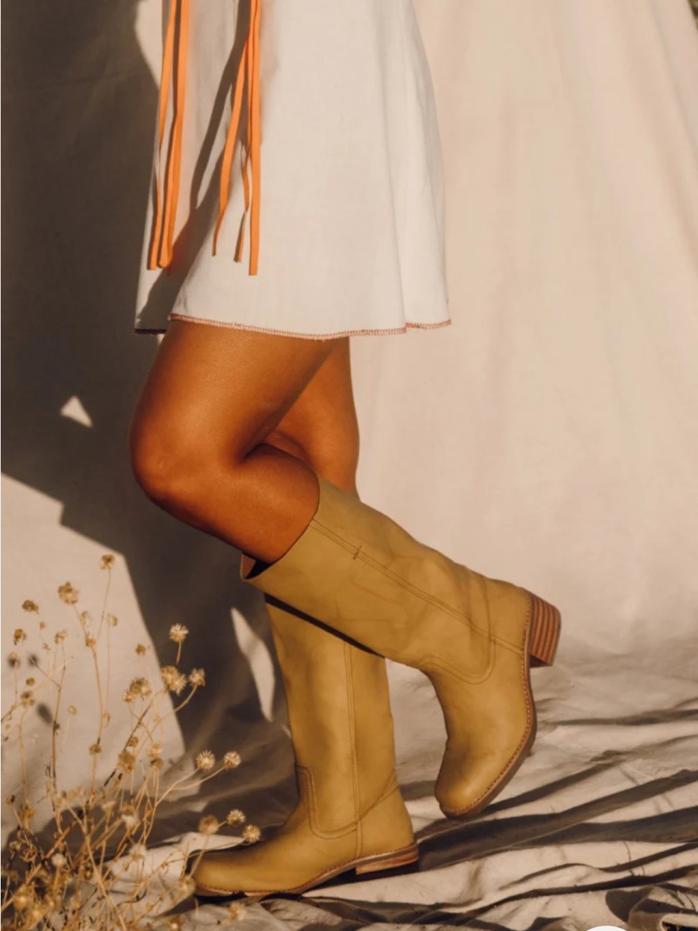 FRYE AND CO. Tall Western Over-the-Knee Boots in Tan - Picture 2 of 6